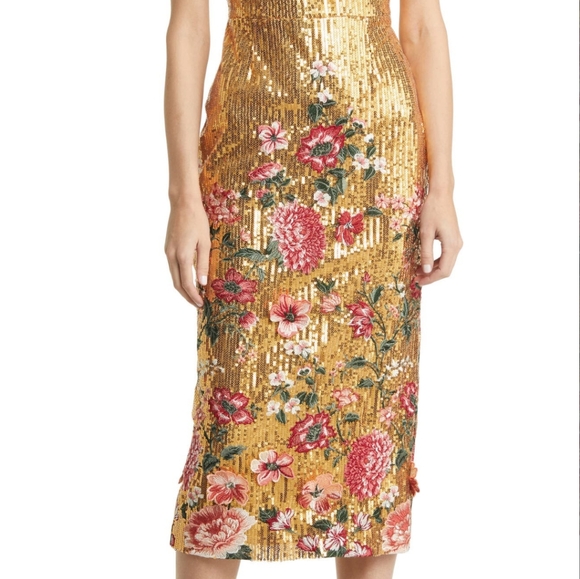 Marchesa Notte Gold Shimmer Mini Dress - only worn once - Picture 3 of 5